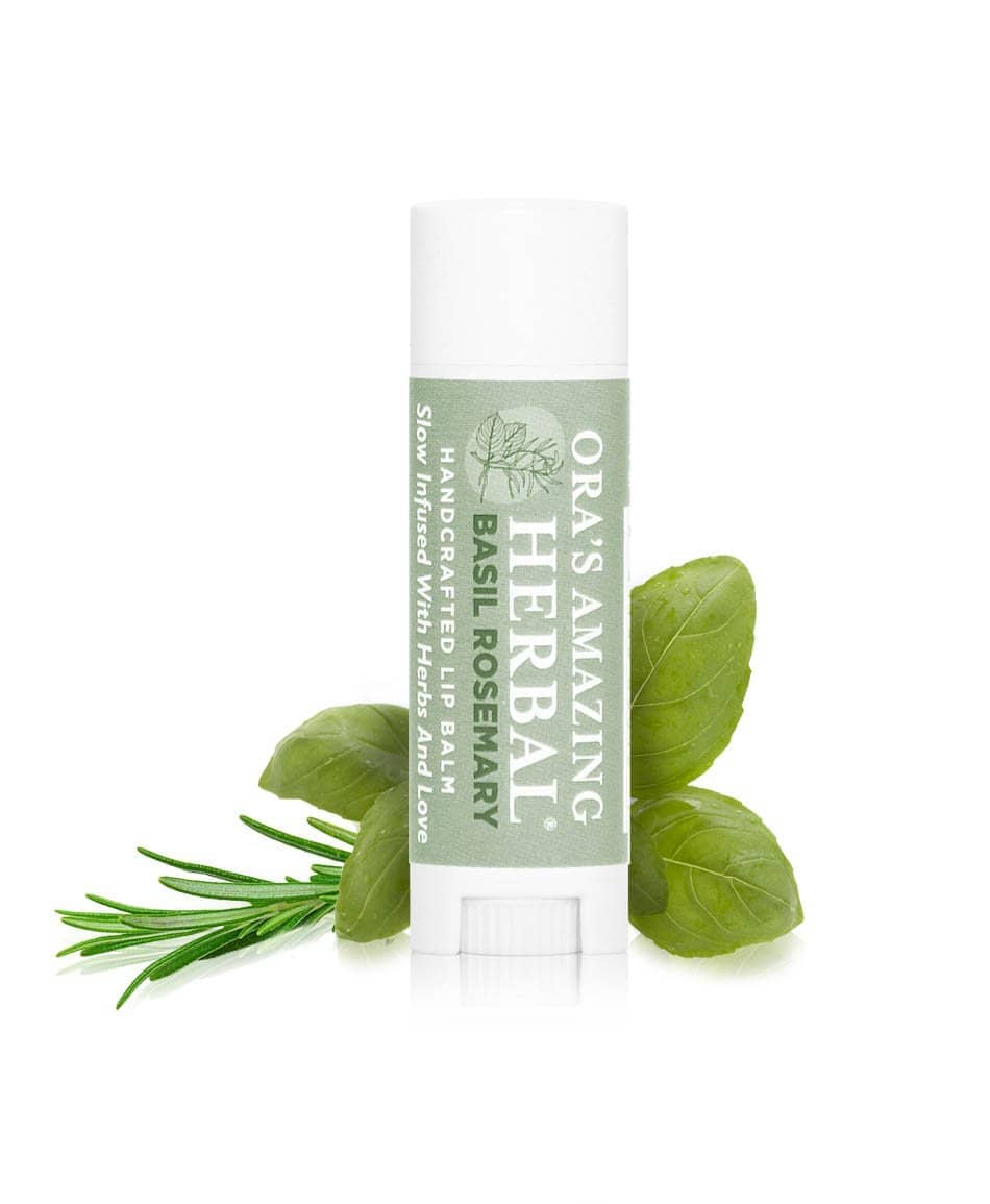 Natural Lip Balm Herbal Infused Basil Rosemary