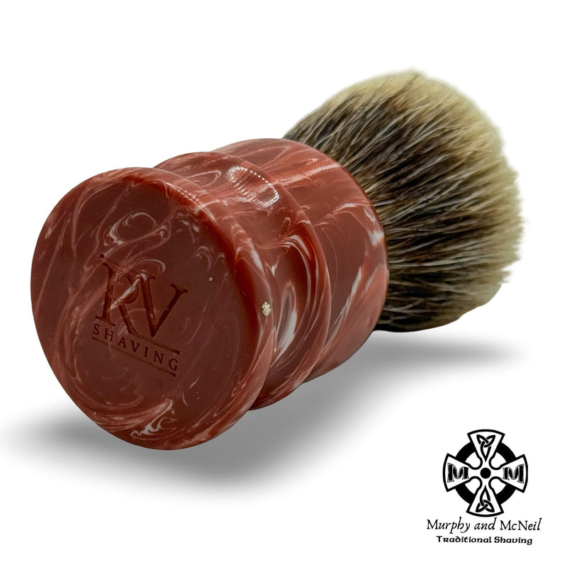 Dark Coral Chubby 3 Shaving Brush (27mm) - by Rudy Vey (Pre-Owned) Shaving Brush MM Consigns (JR2) 