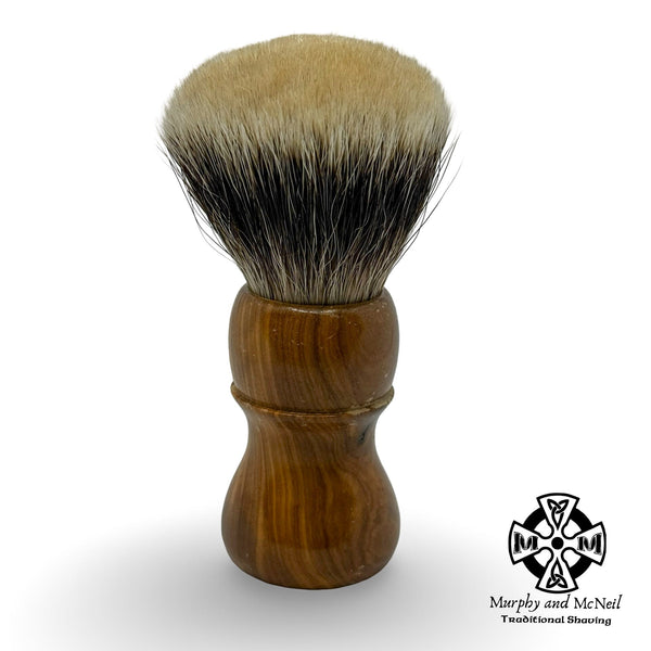 Olive Wood Shaving Brush with 24mm Fan Knot - by TonmiKo (Used)