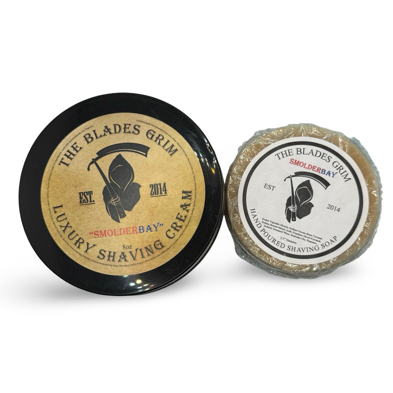 SmolderBay Shave Cream (8oz), Shaving Soap (4oz) - by The Blades Grim (Used) Shaving Cream MM Consigns (EM) 