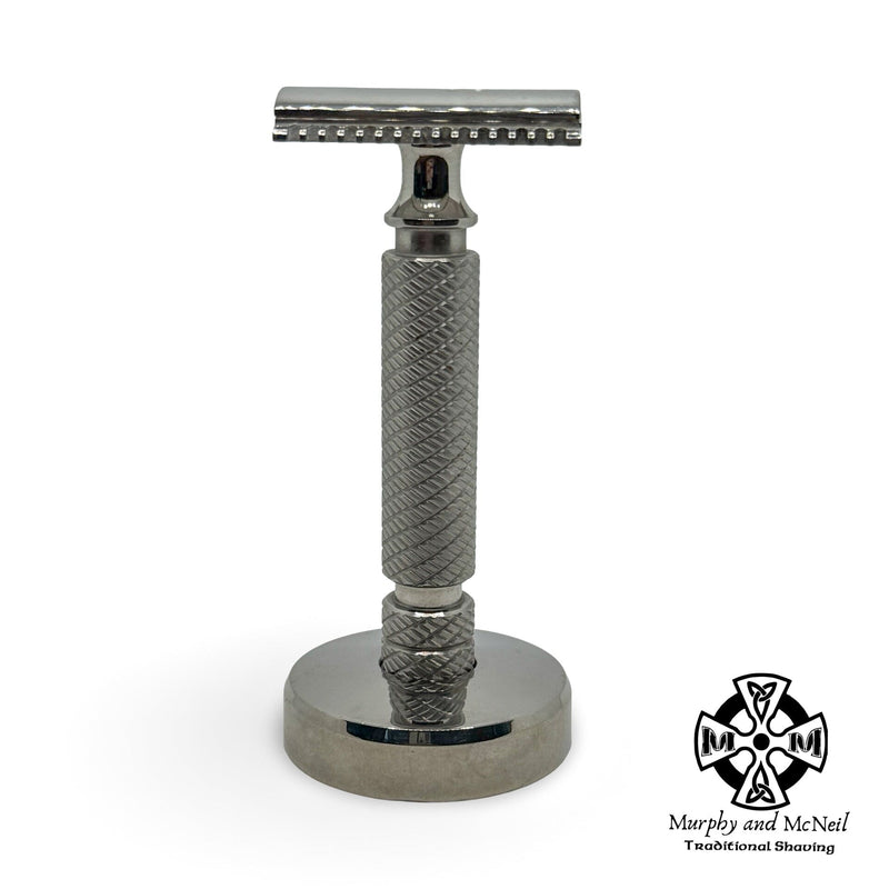Wolfman WR1 Stainless Steel Safety Razor w/WR2 Handle & Stand - by Wolfman Razors (Pre-Owned) Safety Razor MM Consigns (JR2) 
