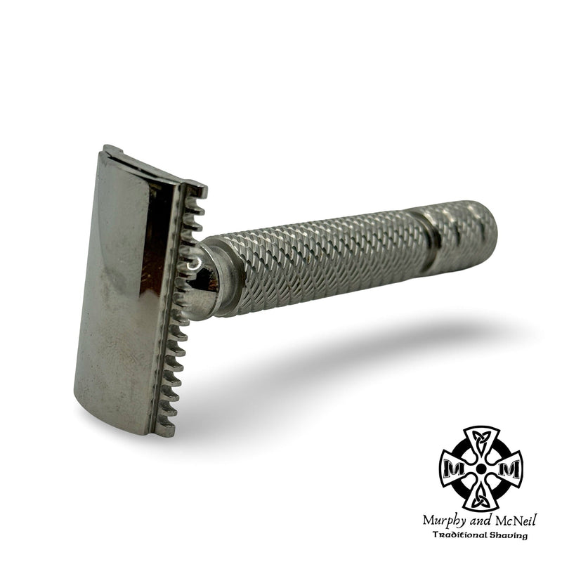 Wolfman WR1 Stainless Steel Safety Razor w/WR2 Handle & Stand - by Wolfman Razors (Pre-Owned) Safety Razor MM Consigns (JR2) 
