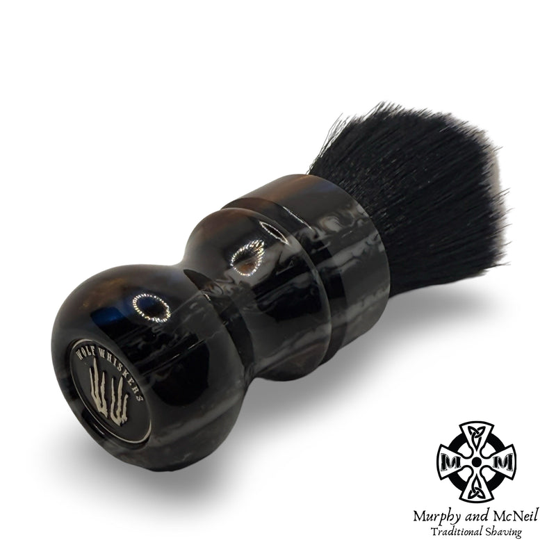 Black/Gray Synthetic Shaving Brush (26MM - Iliad Shape) - by Wolf Whiskers (Used) Shaving Brush MM Consigns (NAY) 