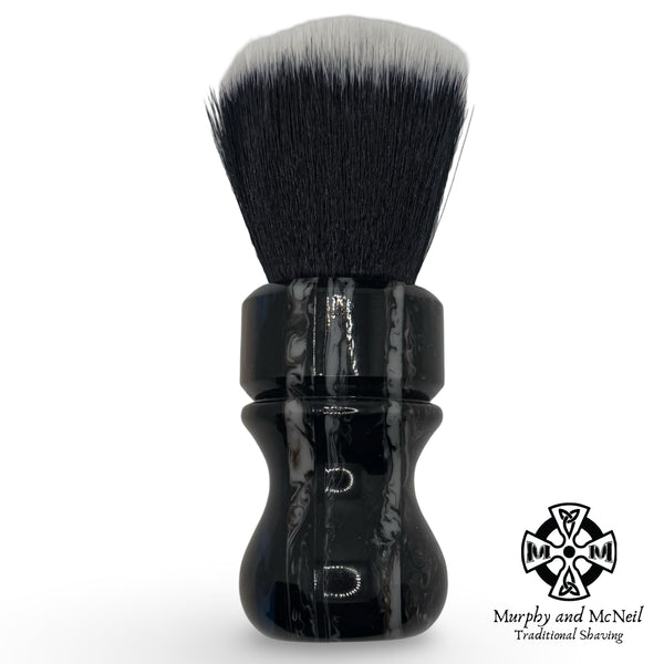 Black/Gray Synthetic Shaving Brush (26MM - Iliad Shape) - by Wolf Whiskers (Used) Shaving Brush MM Consigns (NAY) 