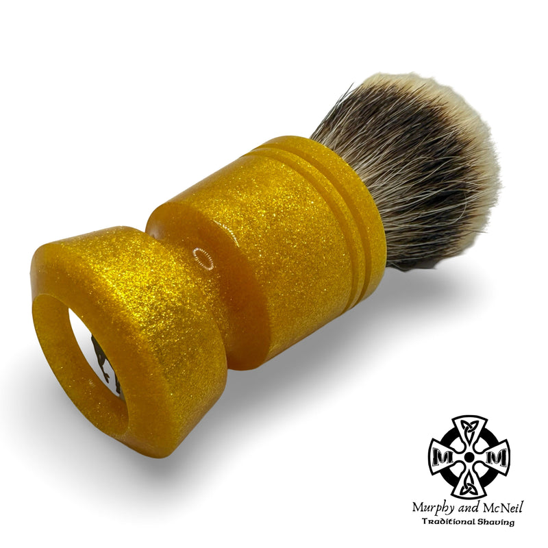Glitter Gold Shaving Brush (26mm T1 Badger Fan) - by Trotter Handcrafts (Used) Shaving Brush MM Consigns (RMC) 