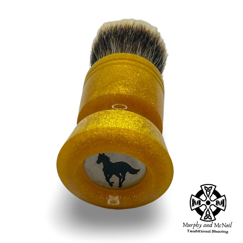 Glitter Gold Shaving Brush (26mm T1 Badger Fan) - by Trotter Handcrafts (Used) Shaving Brush MM Consigns (RMC) 