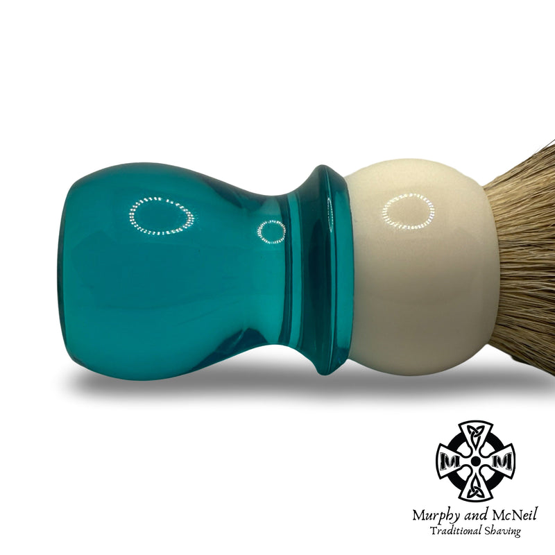 WCS Two-Tone Tall Badger Shaving Brush, Blue & White - by West Coast Shaving (Used) Shaving Brush MM Consigns (NAY) 