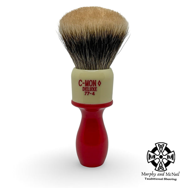 Red & Cream C-MON 77-4 Deluxe Shaving Brush (26mm Badger Fan) - by Heritage Collection (Used)