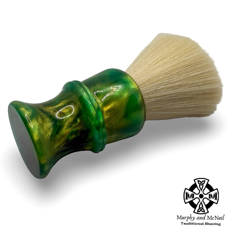 Green Gold Swirl Synthetic Shaving Brush (26mm Cashmere Synthetic) Shaving Brush - by AP Shave Co (Used) Shaving Brush MM Consigns (SW) 