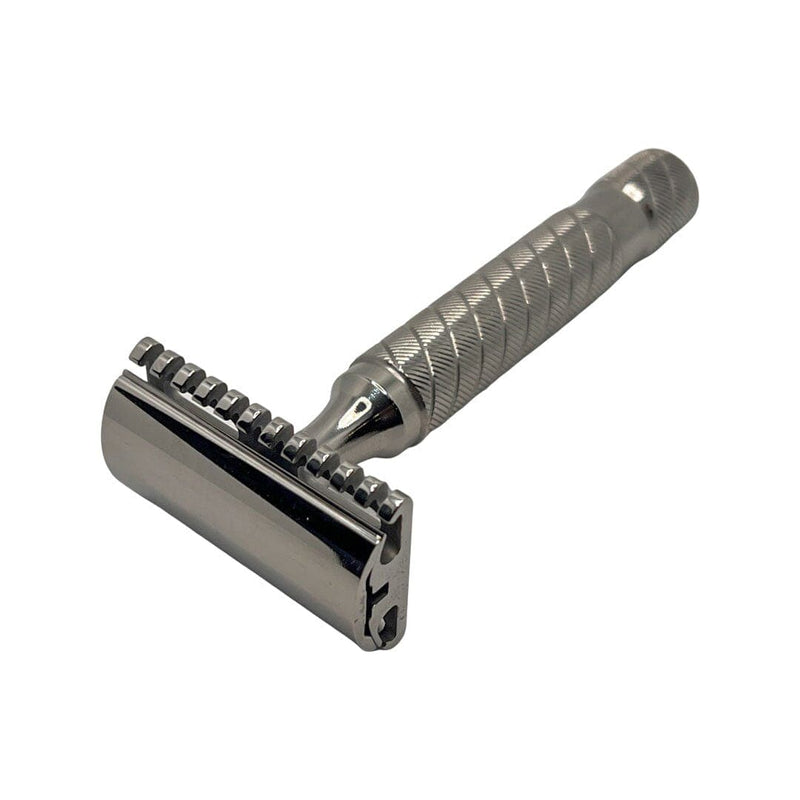 Polished Stainless Steel Safety Razor (0.68, Smooth Cap) with Barber Handle - by Timeless Razors (Pre-Owned) Safety Razor Murphy & McNeil Pre-Owned Shaving 