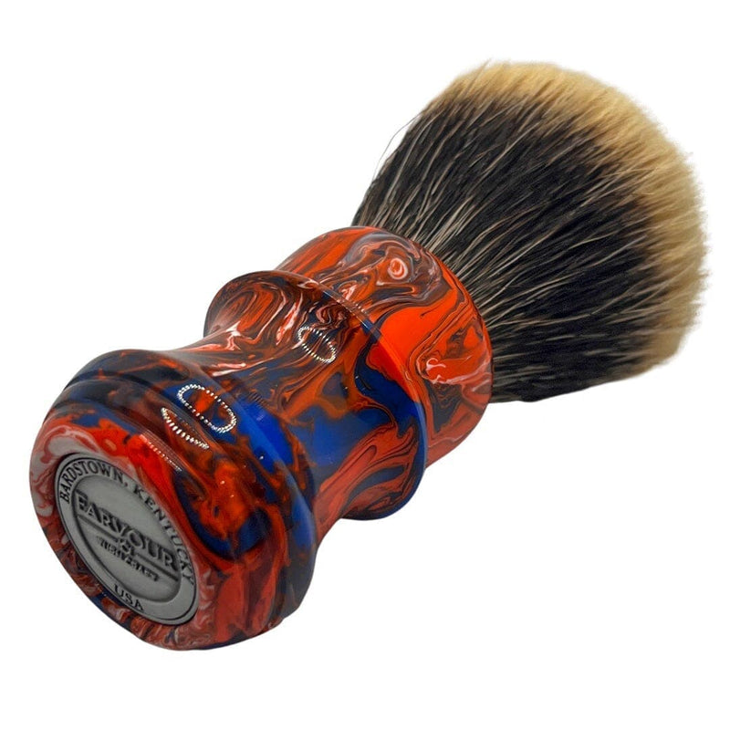 Orange and Blue Swirl Shaving Brush (28mm Maggard SHD Badger) - by Farvour Turncraft (Pre-Owned) Shaving Brush Murphy & McNeil Pre-Owned Shaving 