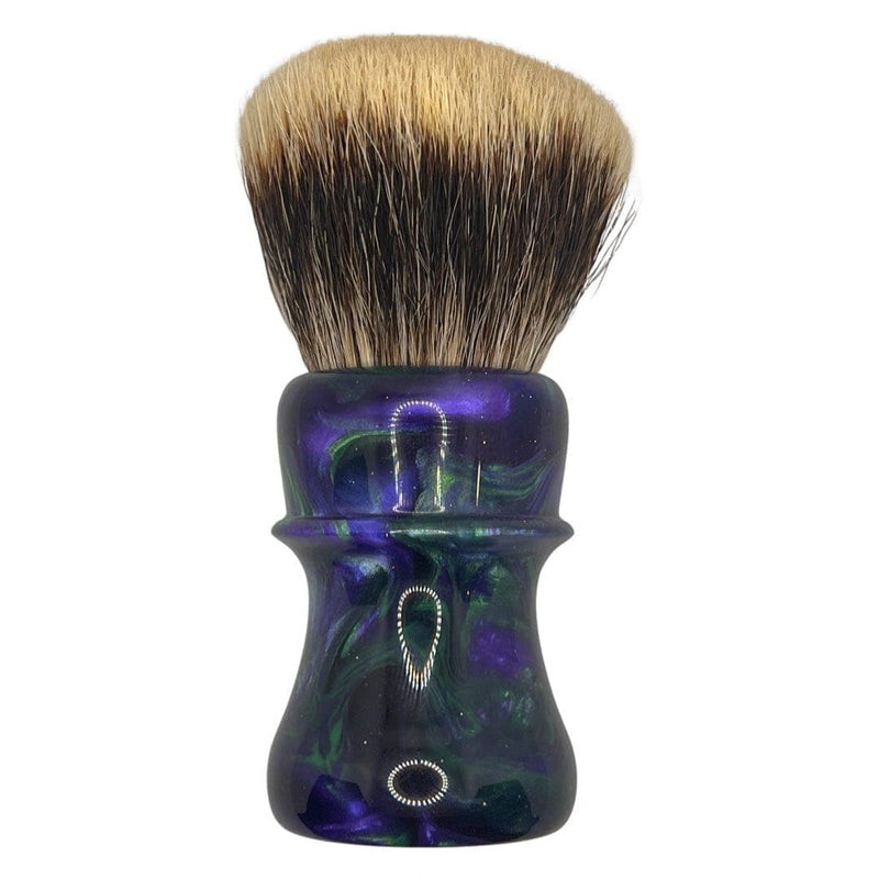 Purple and Green Swirl Shaving Brush (30mm Turn N Shave V3 Badger) - by Farvour Turncraft (Pre-Owned) Shaving Brush Murphy & McNeil Pre-Owned Shaving 