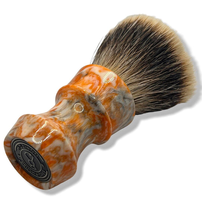 Orange White Swirl Shaving Brush (26mm ZT3 Knot) - by Mozingo Brushworks (Pre-Owned) Shaving Brush Murphy & McNeil Pre-Owned Shaving 