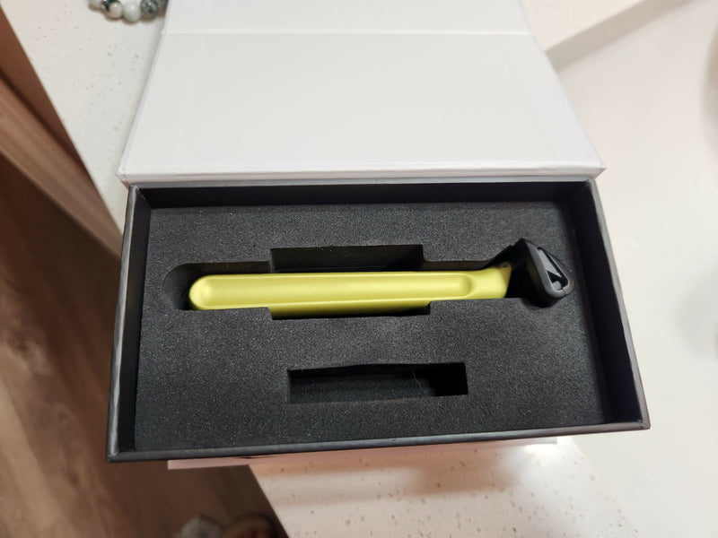 The Ridge Razor in Hyper Lime from One Blade Safety Razor Barbarian's Stockpile 