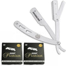 The Shave Factory Straight Edge Razor Kit (Steel Razor / 200 Derby Premium Single Edge Razor Blades) BarberSets 