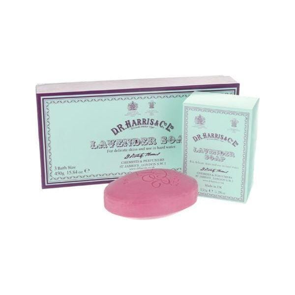 D. R. Harris & Co Lavender Box of 3 Bath Soaps 450g Bath Soap Pasteur Pharmacy 