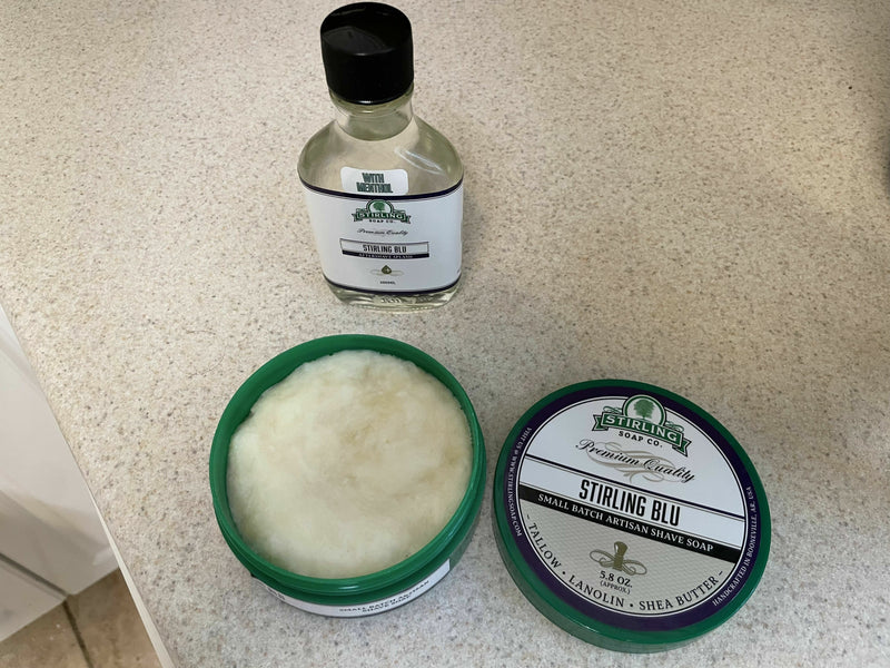 Stirling Blu Shave Soap/Aftershave Splash (Menthol) Soap and Aftershave Bundle Erik Stuckart 