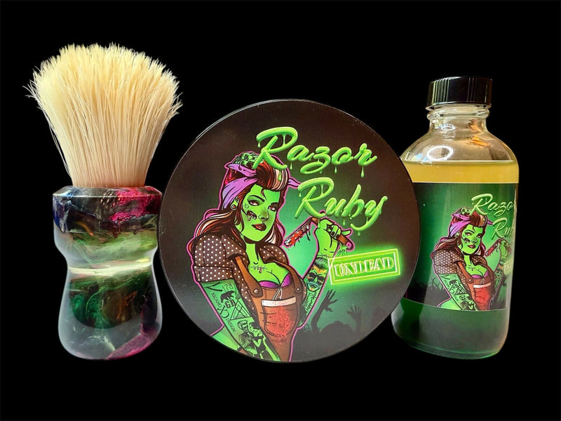 AKA Brushworx “Rêveur” + First Line Shave “Razor Ruby Undead” Shaving Brush servedupshaves 