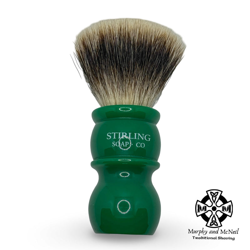 2-Band Finest Badger (24mm Fan) Green Handle Shaving Brush - by Stirling Soap Company (Pre-Owned) Shaving Brush Murphy & McNeil Pre-Owned Shaving 