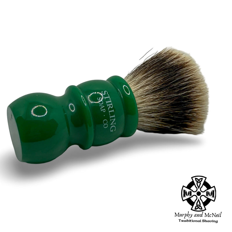 2-Band Finest Badger (24mm Fan) Green Handle Shaving Brush - by Stirling Soap Company (Pre-Owned) Shaving Brush Murphy & McNeil Pre-Owned Shaving 