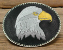 Embroidered Belt Buckle - Silver Eagle Head - by Mascorro Leather