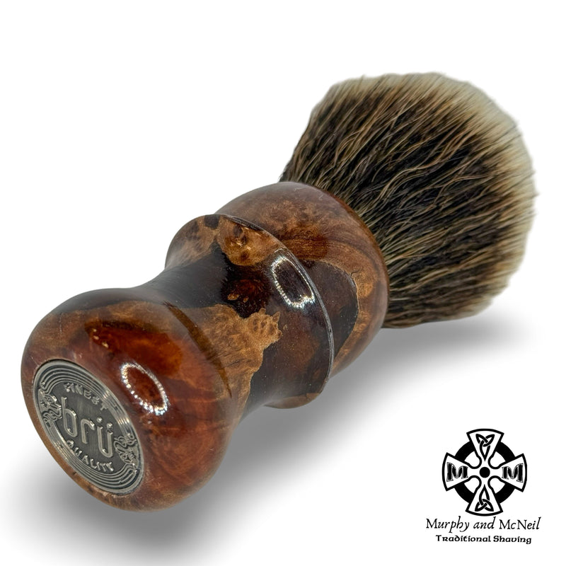 Aussie Red Mallee Hybrid Burl Shaving Brush (26mm Synthetic) - by Bru (Pre-Owned) Shaving Brush Murphy & McNeil Pre-Owned Shaving 