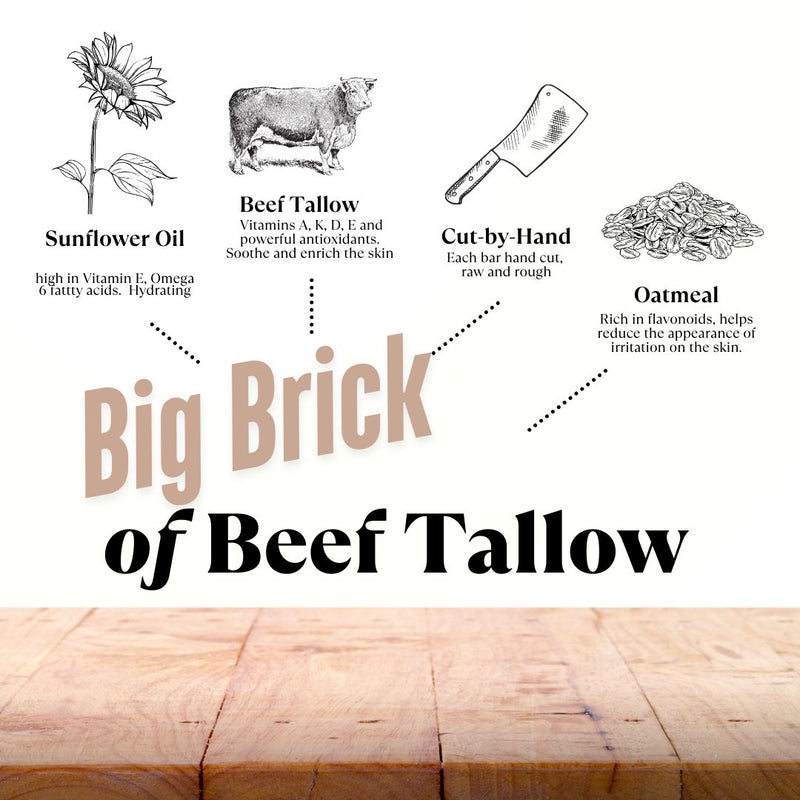 Big Brick of Beef Tallow Soap, Hand Cut-10oz*-with Heavy Grit-The Workbench Bath Soap The Sudsy Soapery Natural Products, LLC 