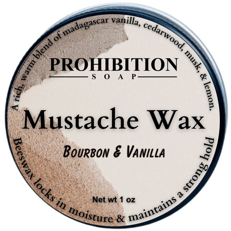 Bourbon & Vanilla Mustache Wax Beard & Mustache Wax Prohibition Soap 