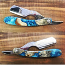 Buckeye burl resin hybrid shavette with heavy weight blade. Shavette CreationsByWill 