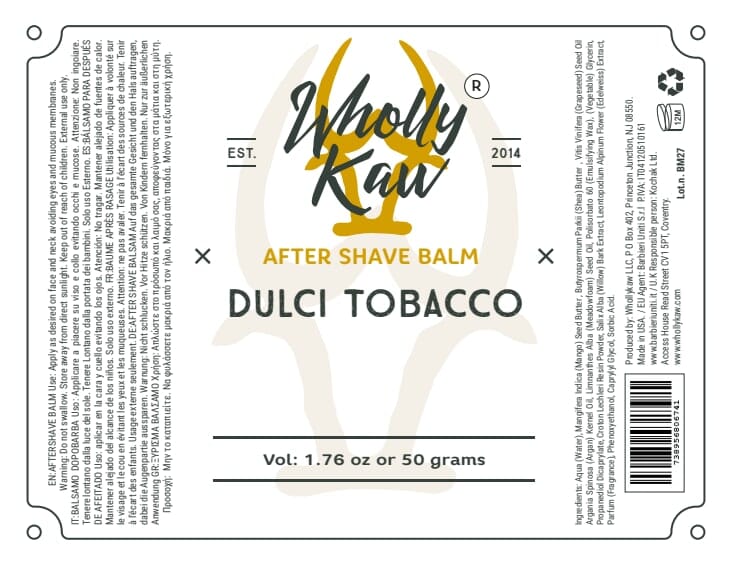 Dulci Tobacco After Shave Balm Aftershave Balm WhollyKaw 