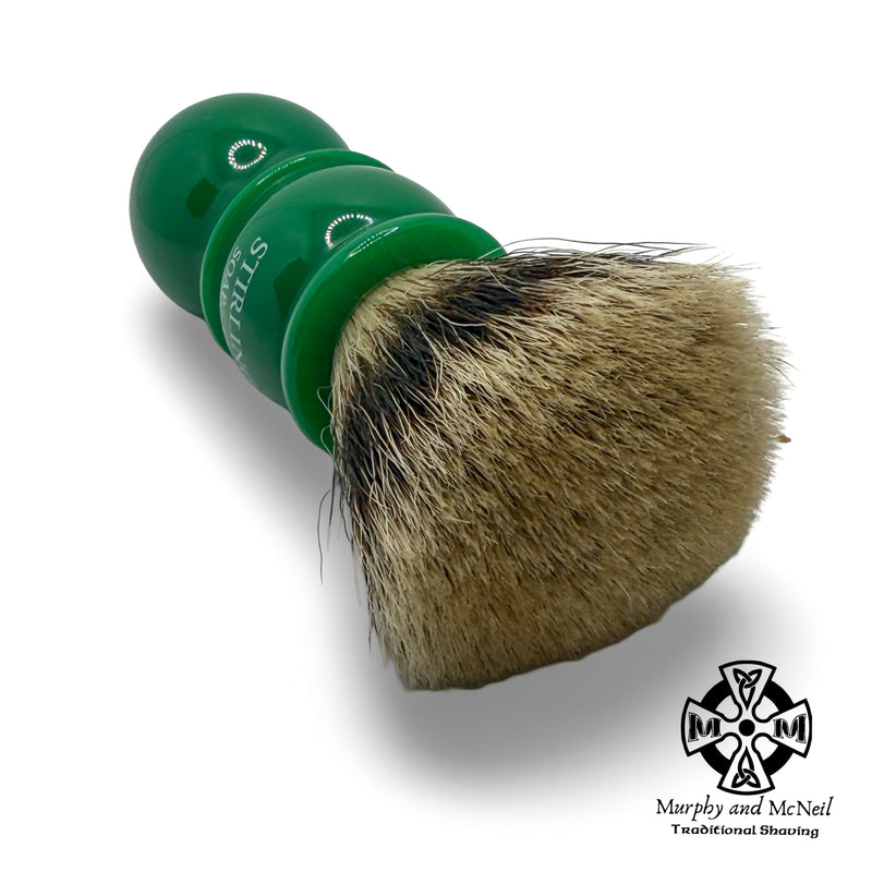 2-Band Finest Badger (24mm Fan) Green Handle Shaving Brush - by Stirling Soap Company (Pre-Owned) Shaving Brush Murphy & McNeil Pre-Owned Shaving 