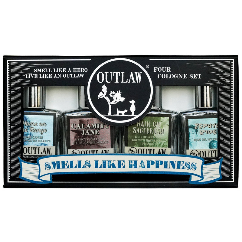 Outlaw Sample Cologne Set - A boxed set of 4 colognes to try Colognes and Perfume Outlaw Happiness - orange | fresh cut grass | rain 
