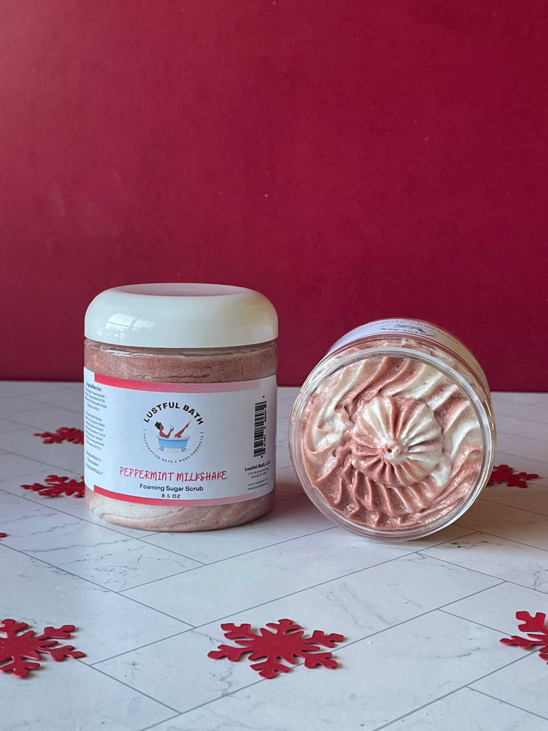 FOAMING SUGAR SCRUB Bath & Body Lustful Bath, LLC *HOLIDAY COLLECTION* - Peppermint Milkshake 