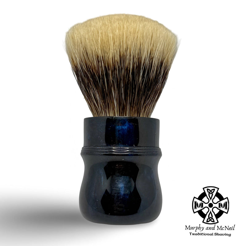 Custom Deep Blue/Maroon Boti 2-Band Captain Fan Shaving Brush (24mm)- by Prometheus Handcrafts (Pre-Owned) Shaving Brush Murphy & McNeil Pre-Owned Shaving 