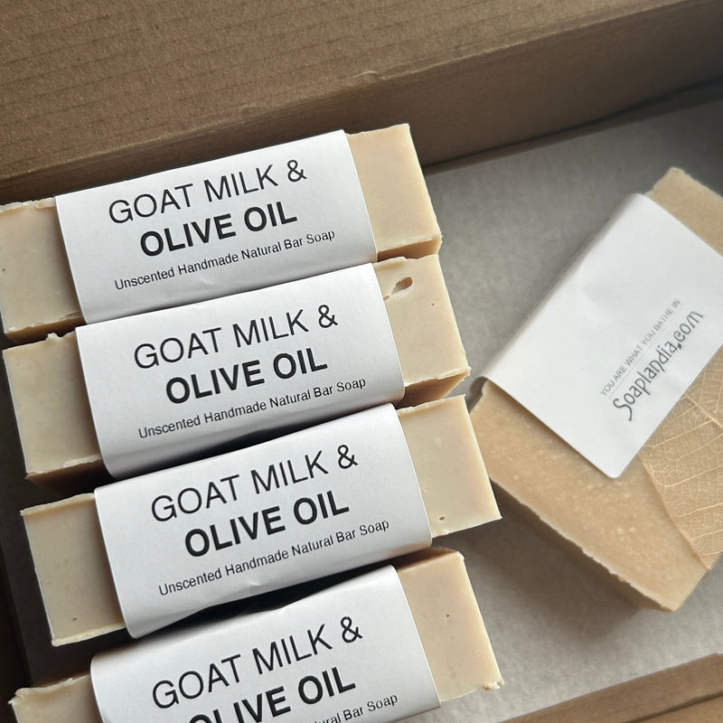 Goat Milk & Olive Oil Bar Soap, Unscented Bath Soap Soaplandia Soap Store 