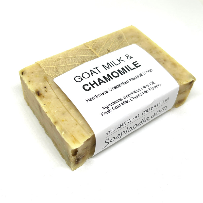 Goat Milk & Olive Oil Bar Soap with Chamomile, Unscented Bath Soap Soaplandia Soap Store 
