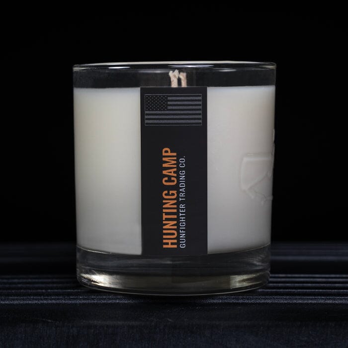 HUNTING CAMP CANDLE (EMBOSSED SCOPED RIFLE) Candle Gunfighter Trading Co. 