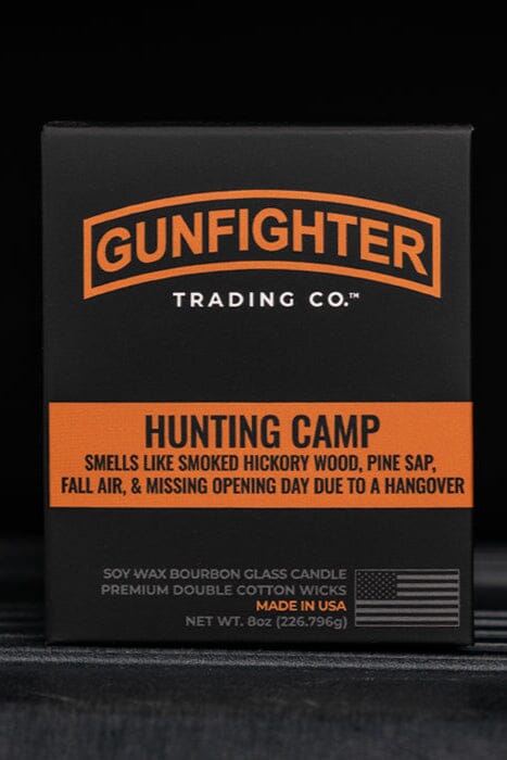 HUNTING CAMP CANDLE (EMBOSSED SCOPED RIFLE) Candle Gunfighter Trading Co. 