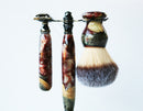 Buckeye Burl Wood Hand Crafted Shave Set with 'Chameleon' Resin safety razor, 26mm lather brush and a matching shave stand. Shaving Kit CreationsByWill 