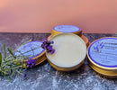 Kitty Karma Studio: Open salve tin with lavender and other tins