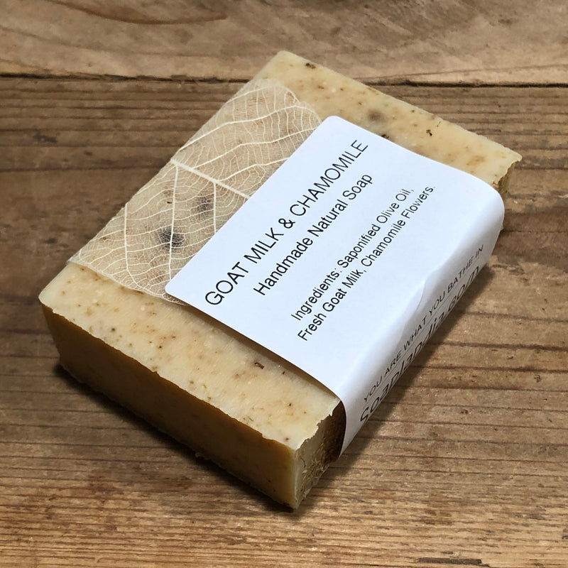 Goat Milk & Olive Oil Bar Soap with Chamomile, Unscented Bath Soap Soaplandia Soap Store 