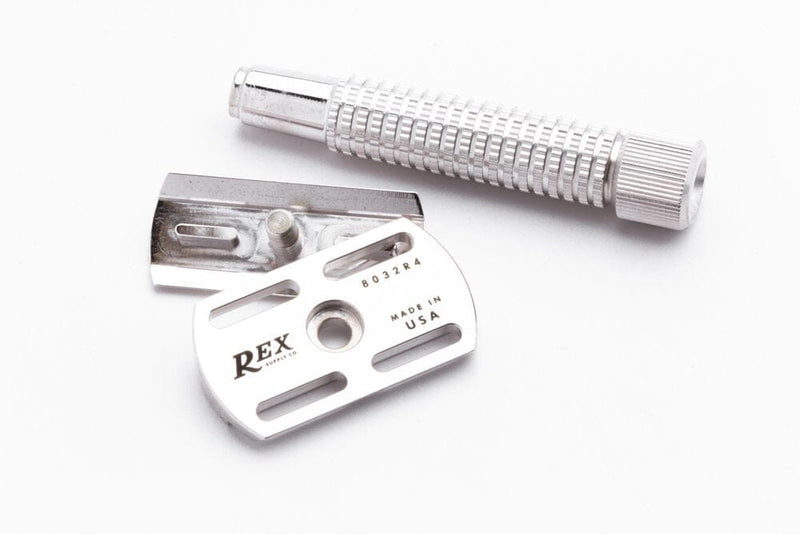 Envoy Stainless Steel DE Safety Razor (Choose Style) - by Rex Supply Co. Safety Razor Rex Supply Co. Deluxe Rhodium 