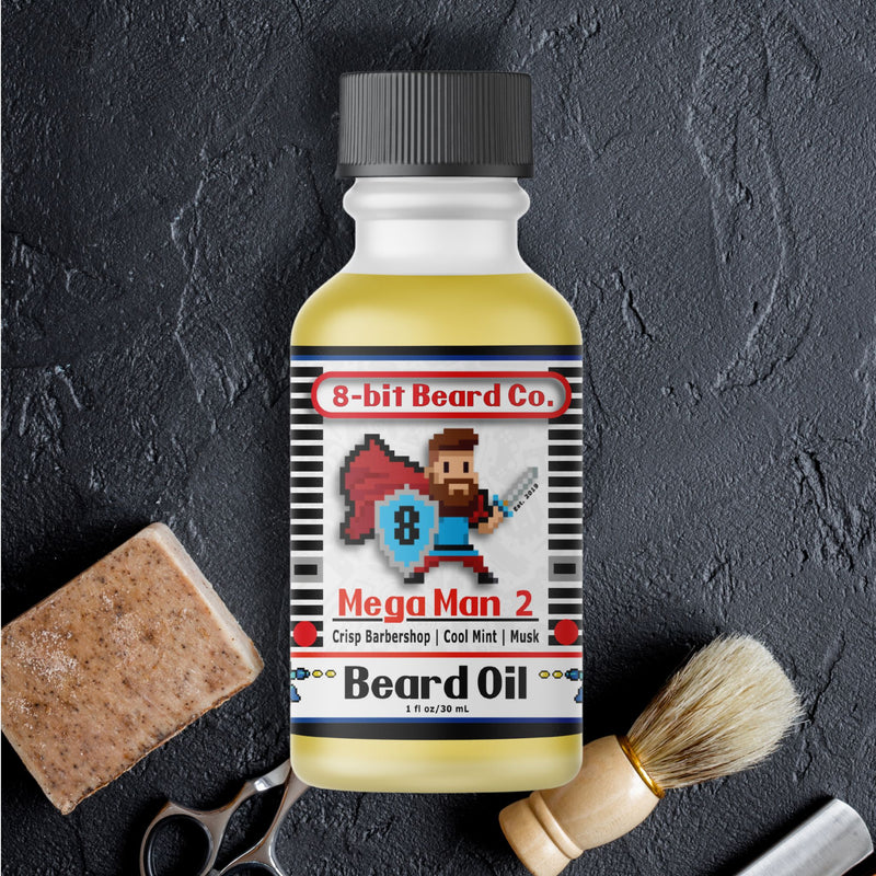 Mega Man 2 | Beard Oil - Crisp Barbershop, Cool Mint, Musk Beard Oil 8bit Beard Co. 