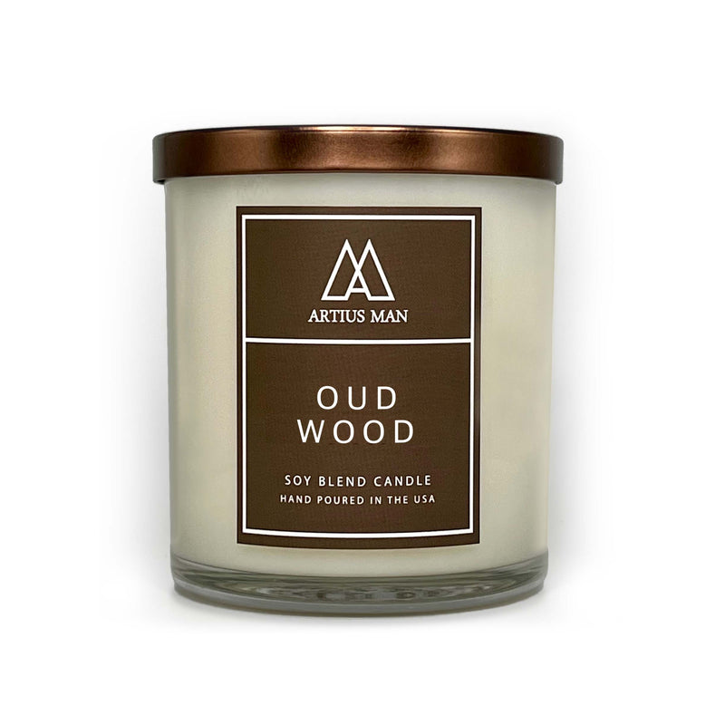 Soy Blend Wood Wick Candle - Oud Wood Candle Artius Man 