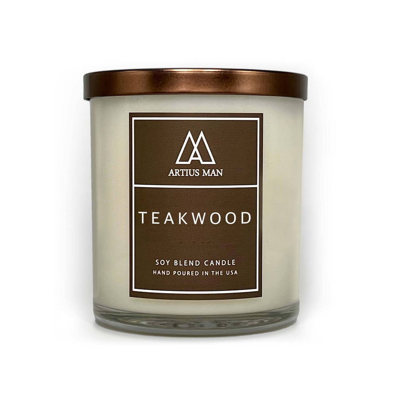 Teakwood Candle - Soy Blend With Wood Wick Candle Artius Man 