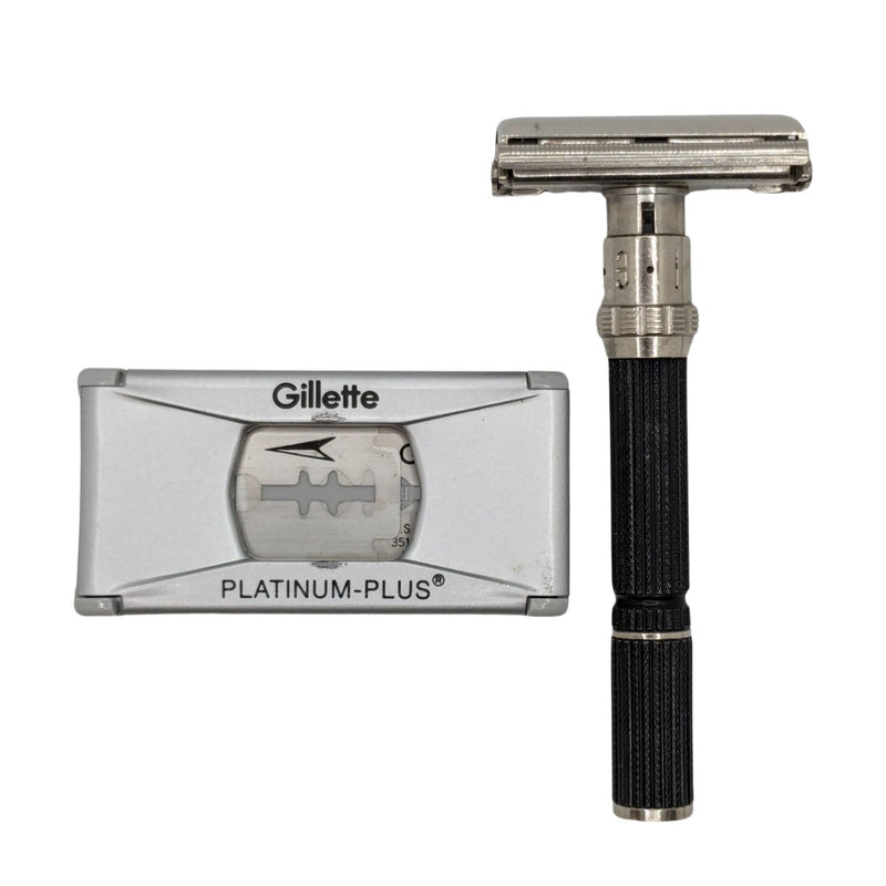 Super Adjustable DE Safety Razor with 2 Platinum Plus Blades - by Gillette (Used) Safety Razor MM Consigns (AH) 