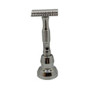 Polished Stainless Steel DE Scalloped Safety Razor with Pineapple Handle and Stand - by Timeless Razors (Pre-Owned) Safety Razor Murphy & McNeil Pre-Owned Shaving 