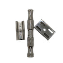 Polished Stainless Steel DE Scalloped Safety Razor with Pineapple Handle and Stand - by Timeless Razors (Pre-Owned) Safety Razor Murphy & McNeil Pre-Owned Shaving 