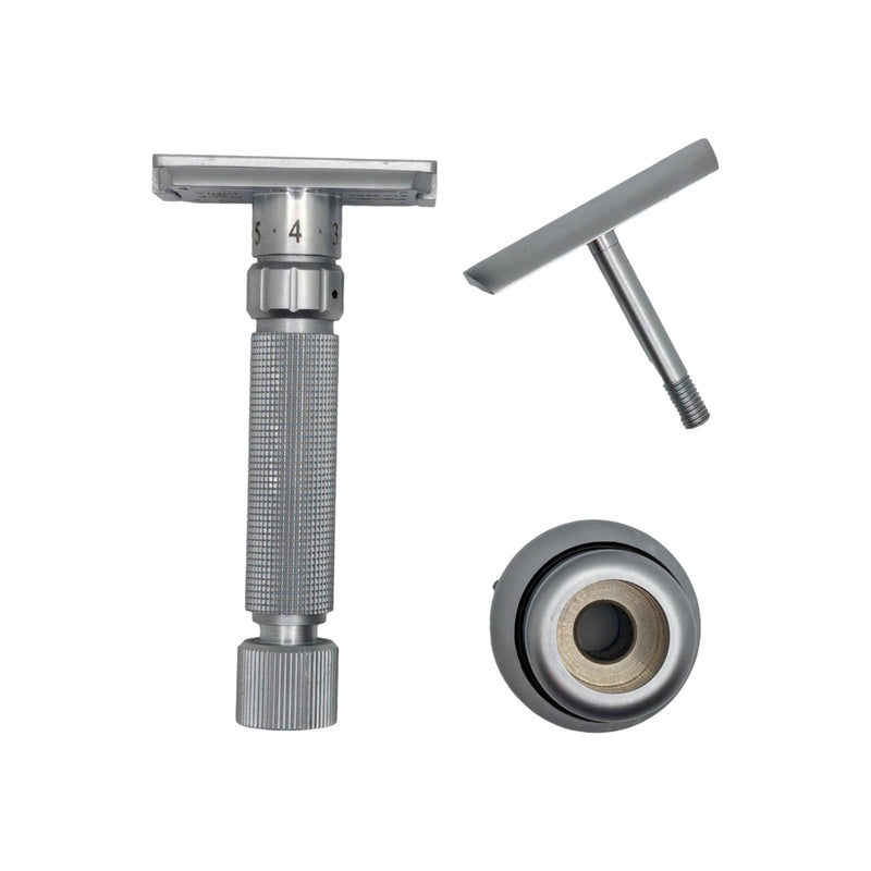 Flexi Adjustable Safety Razor with Stand (Open Comb, Matte) - by Pearl Shaving (Used) Safety Razor MM Consigns (ED) 