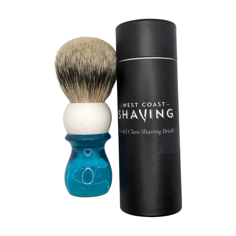 Blue & White Tall Silvertip Badger Shaving Brush (26mm) - by West Coast Shaving (Used) Shaving Brush MM Consigns (SW) 